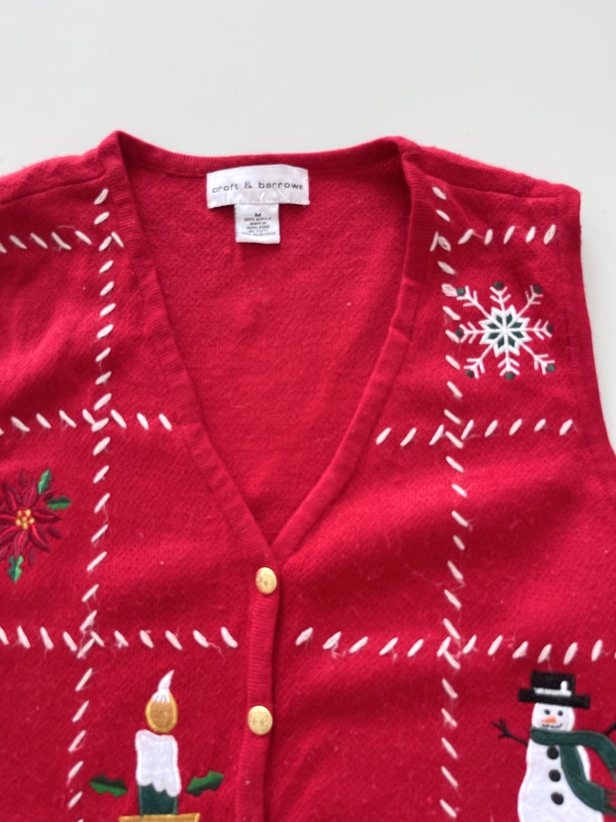 Croft&Barrow Christmas Embroidered Sweater Vest-Bust 36