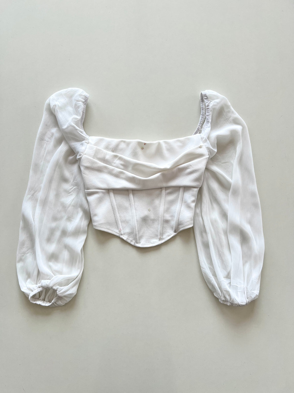 Square Neck White Top-Bust 32