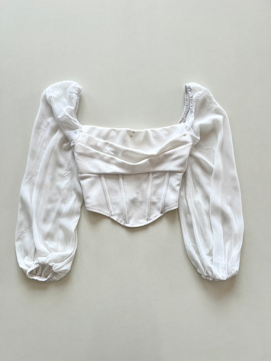 Square Neck White Top-Bust 32