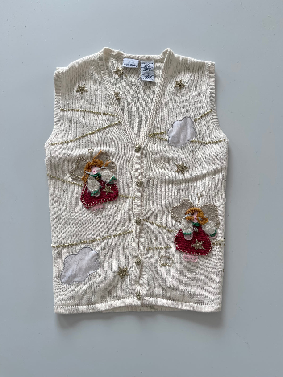 Bobbie Brooks Embroidered Christmas Vest Sweater-Bust 44