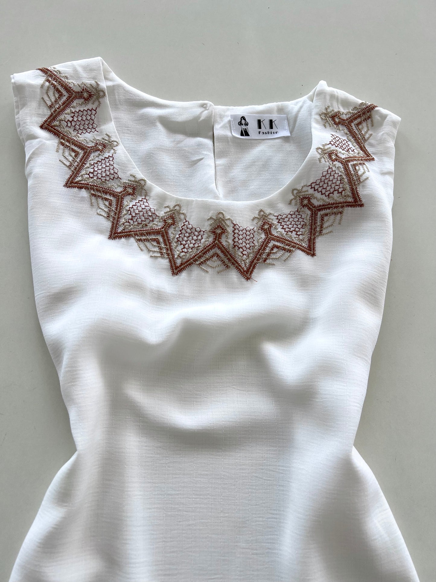 Embroidered Sheer Vintage Top-Bust 36
