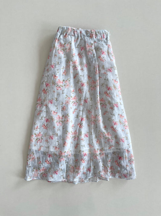 Ice Blue Floral Skirt-Waist 28 to 34