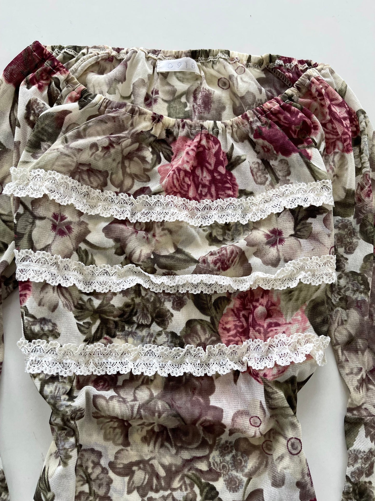 Vintage Sheer Lace Top-Bust 36 to 38