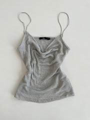 Silver Shimmer Cowl Neck Sheer Top-Bust 36 to 38