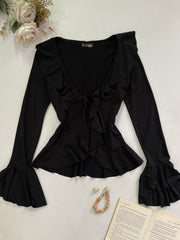 Ruffle Black Top-Bust 32