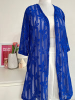 Load image into Gallery viewer, ROYAL BLUE LACE SHRUG - BUST 32 TO 34
