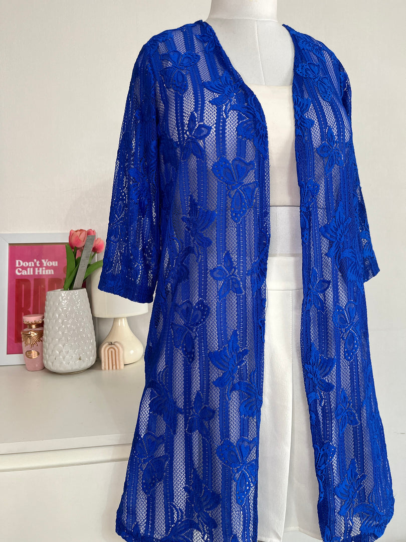 ROYAL BLUE LACE SHRUG - BUST 32 TO 34