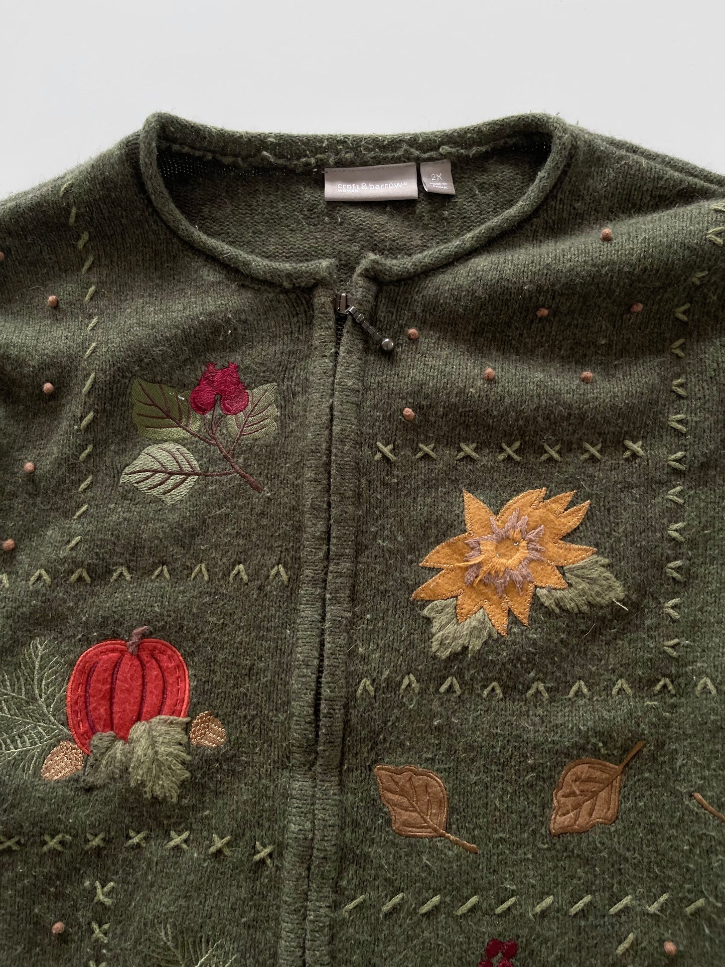 Croft&barrow Embroidered Vintage Zipper-Bust 54