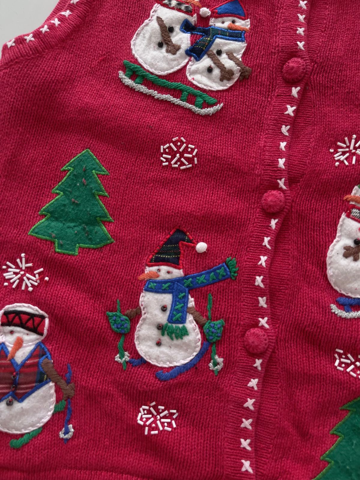 Lemon Grass Embroidered Christmas Vest Sweater-Bust 46