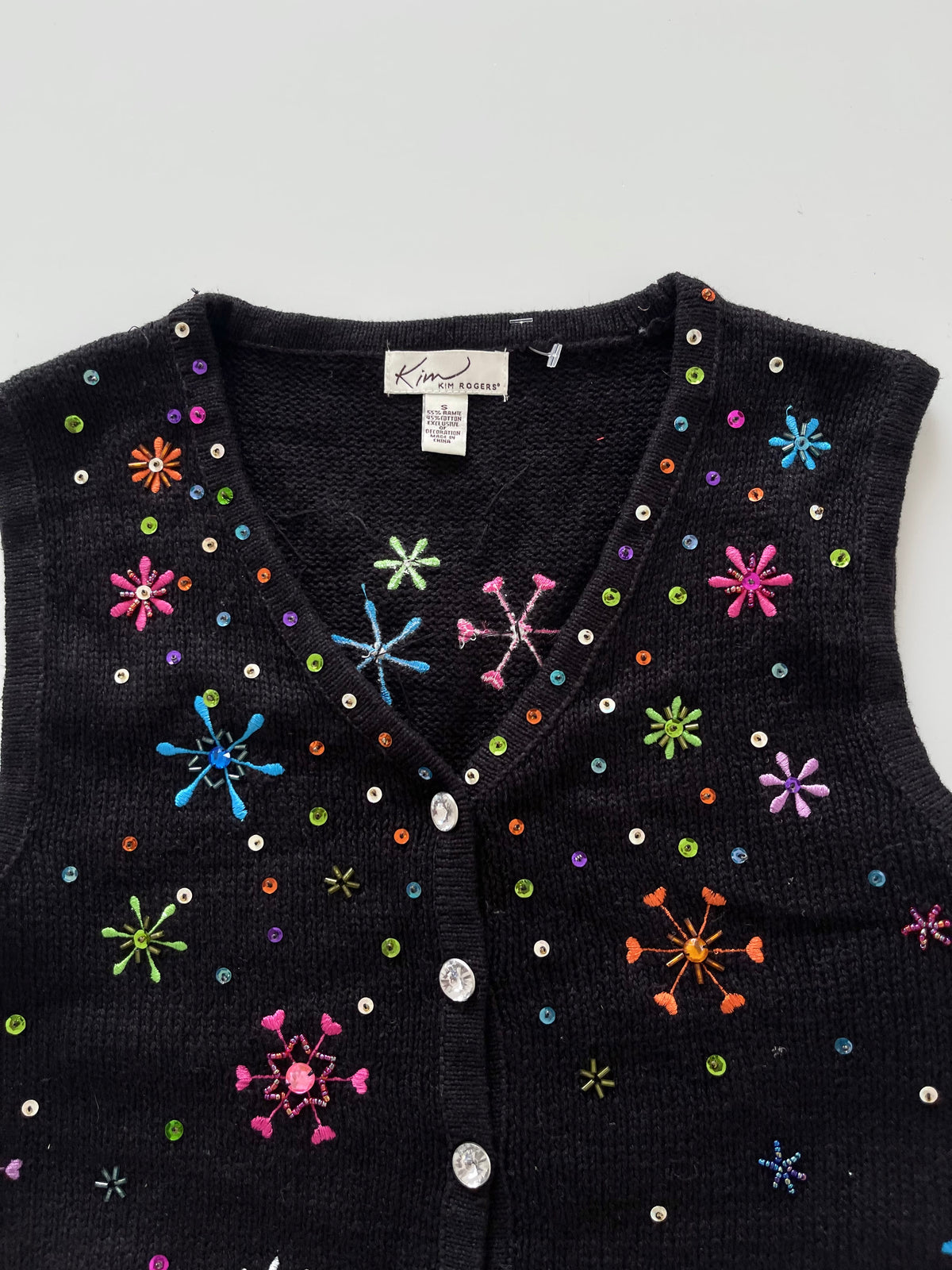 Kim Rogers Embroidered Christmas Vest Sweater-Bust 38
