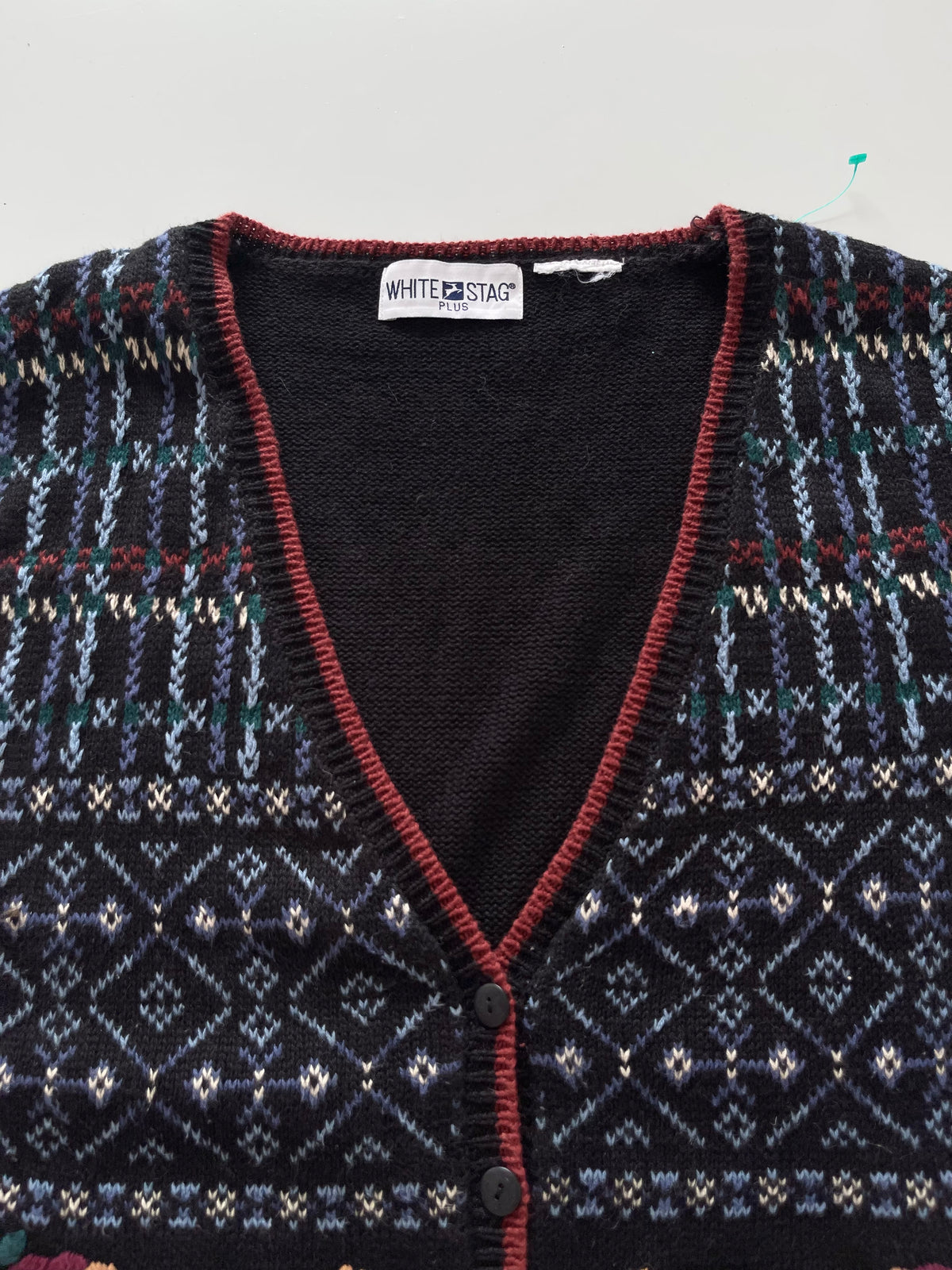 White Stag Embroidered Vest Sweater-Bust 50