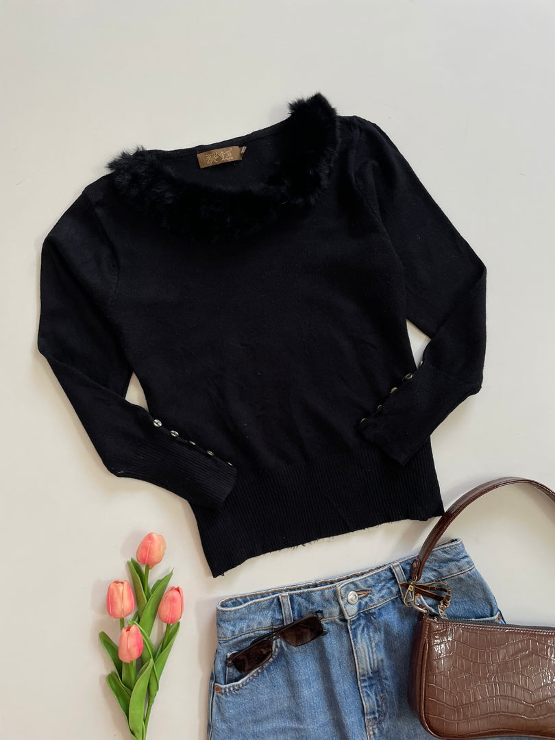 JINJU BLACK SWEATER BUST-30 to 34