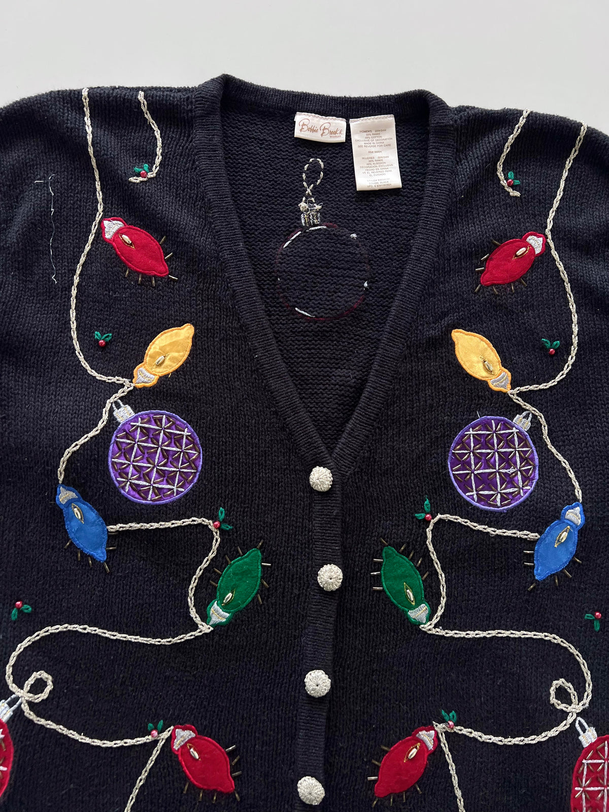 Bobbie Brooks Christmas Embroidered Vest Sweater-Bust 54