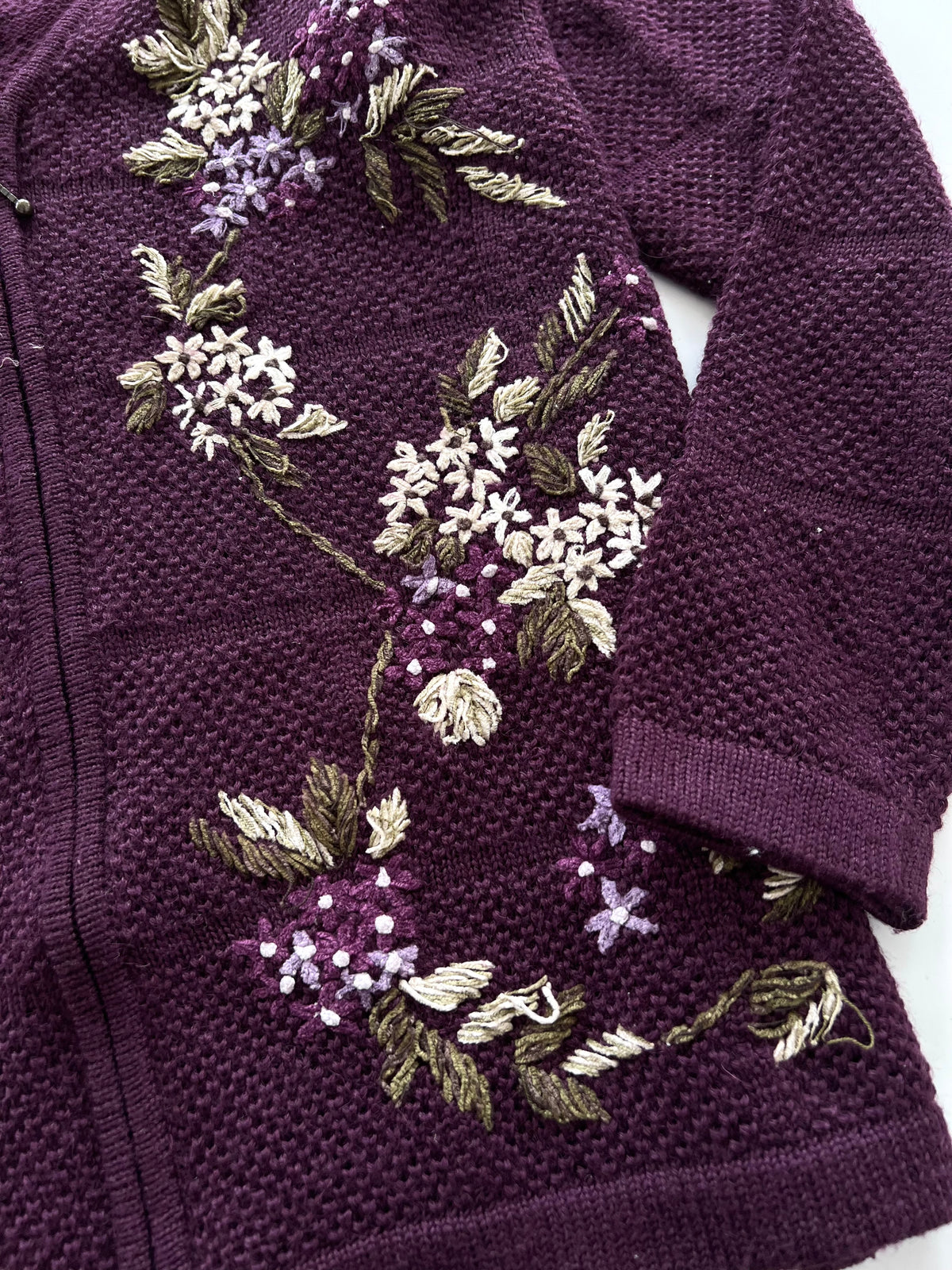 Alfred Dunner Embroidered Zipper Sweater-Bust 44