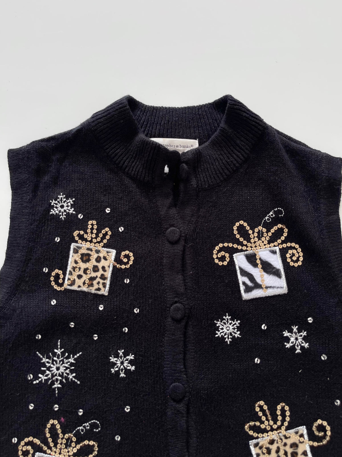 Christopher&Banks Embroidered Christmas Vest Sweater-Bust 40