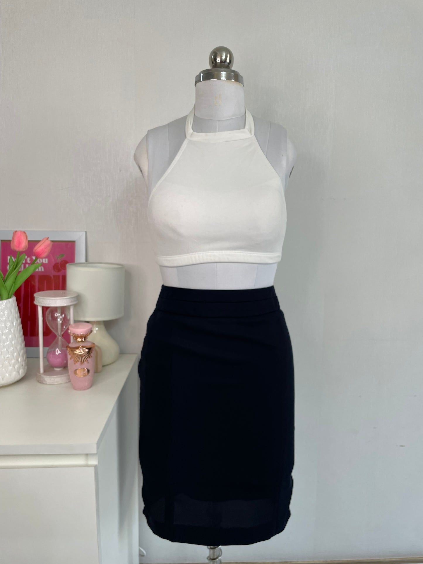 LINE SOLID FORMAL BLACK SLIT SKIRT - WAIST 28