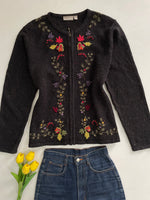 Load image into Gallery viewer, Embroidered Zipper Sweater-Bust 44
