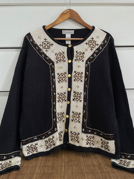 Dressbarn Embroidered Vintage Sweater-Bust 46