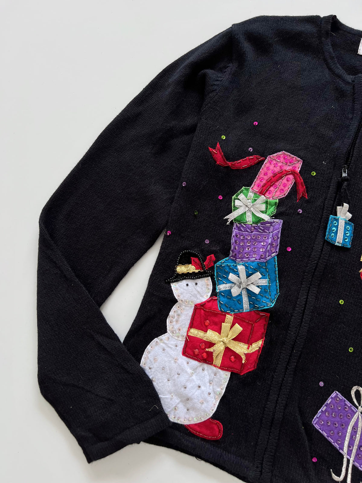 Tiara International Embroidered Christmas Zipper Sweater-Bust 44