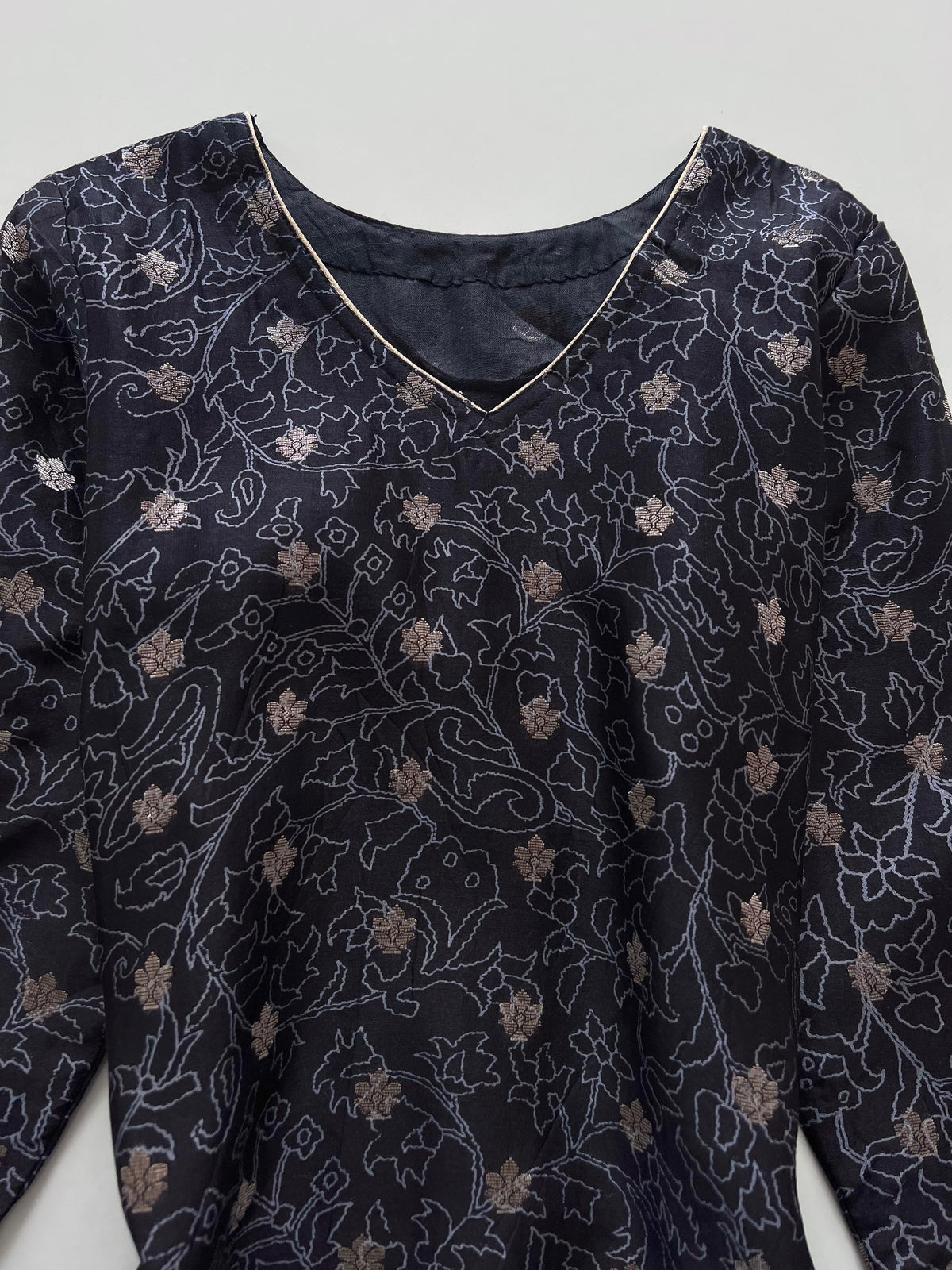 Black Paisley Kurta-Bust 38