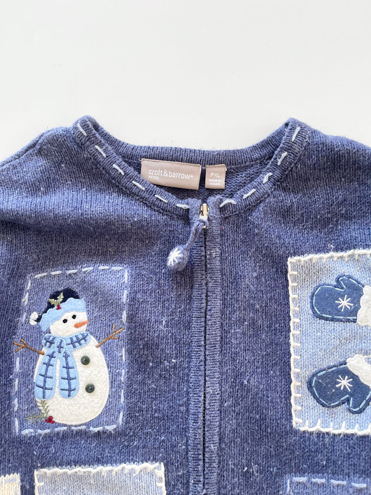 Croft&barrow Christmas Embroidered Zipper Sweater-Bust 44