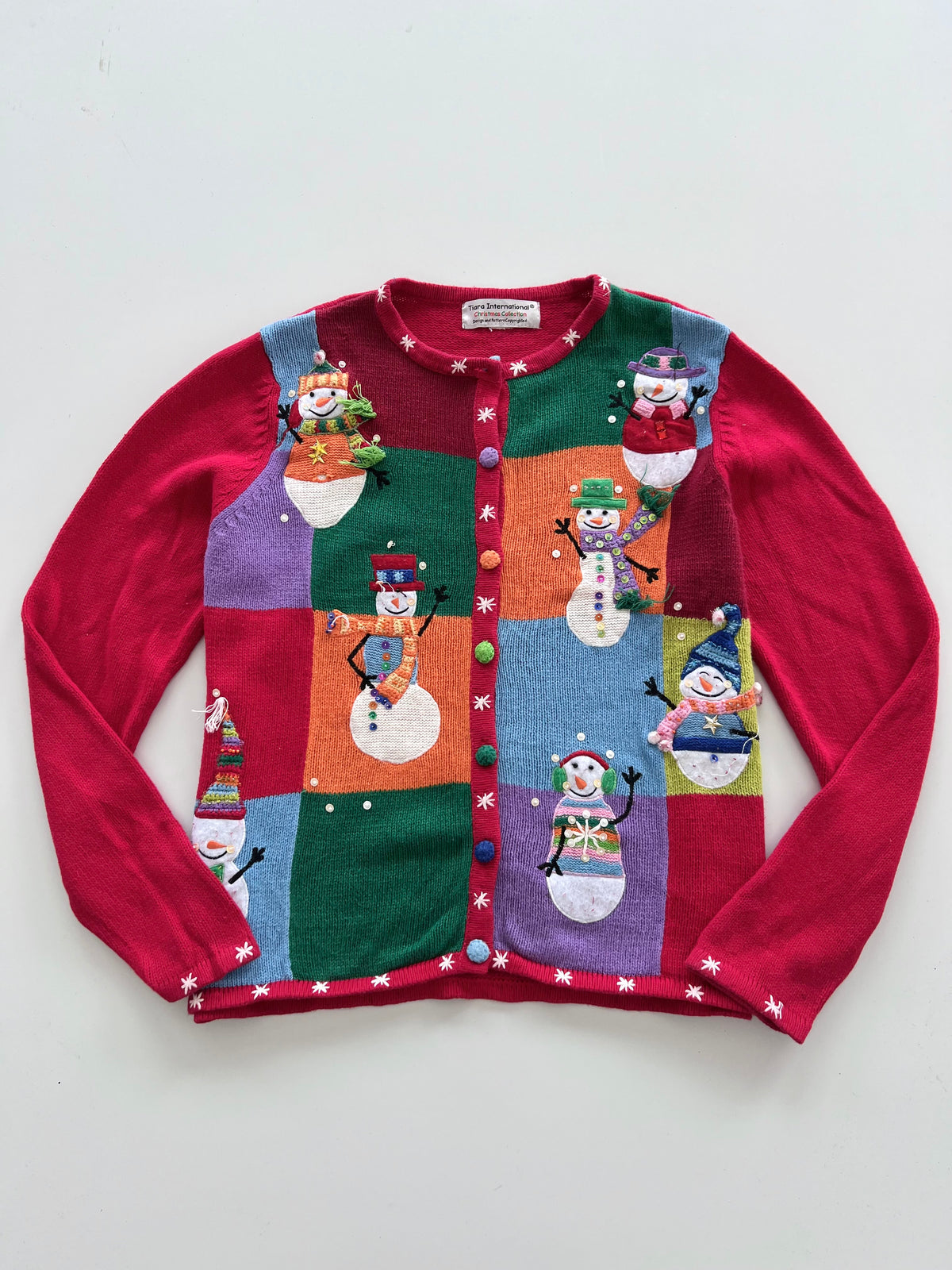 Tiara International Embroidered Christmas Cardigan Sweater-Bust 42