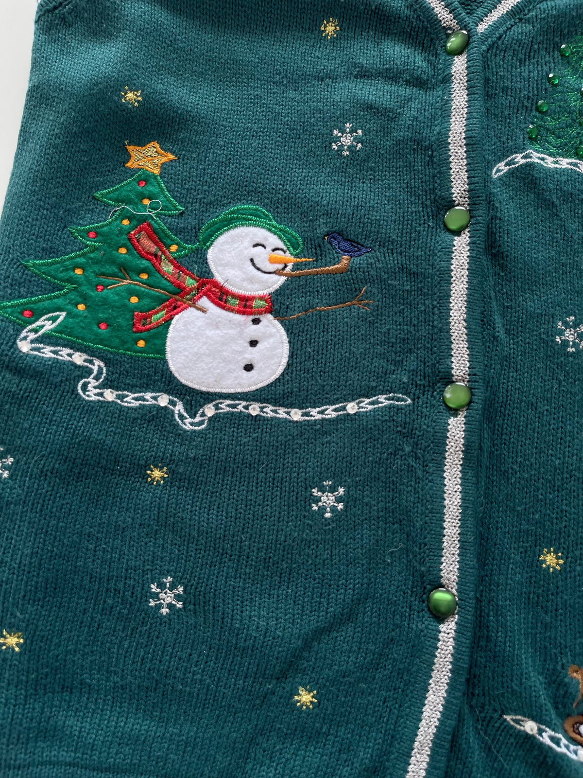 White Stag Embroidered Christmas Vest Sweater-Bust 44