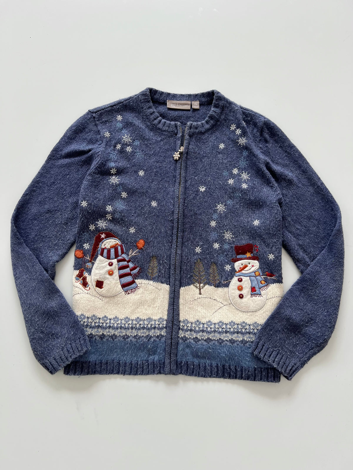 Croft&Barrow Embroidered Christmas Zipper Sweater-Bust 42