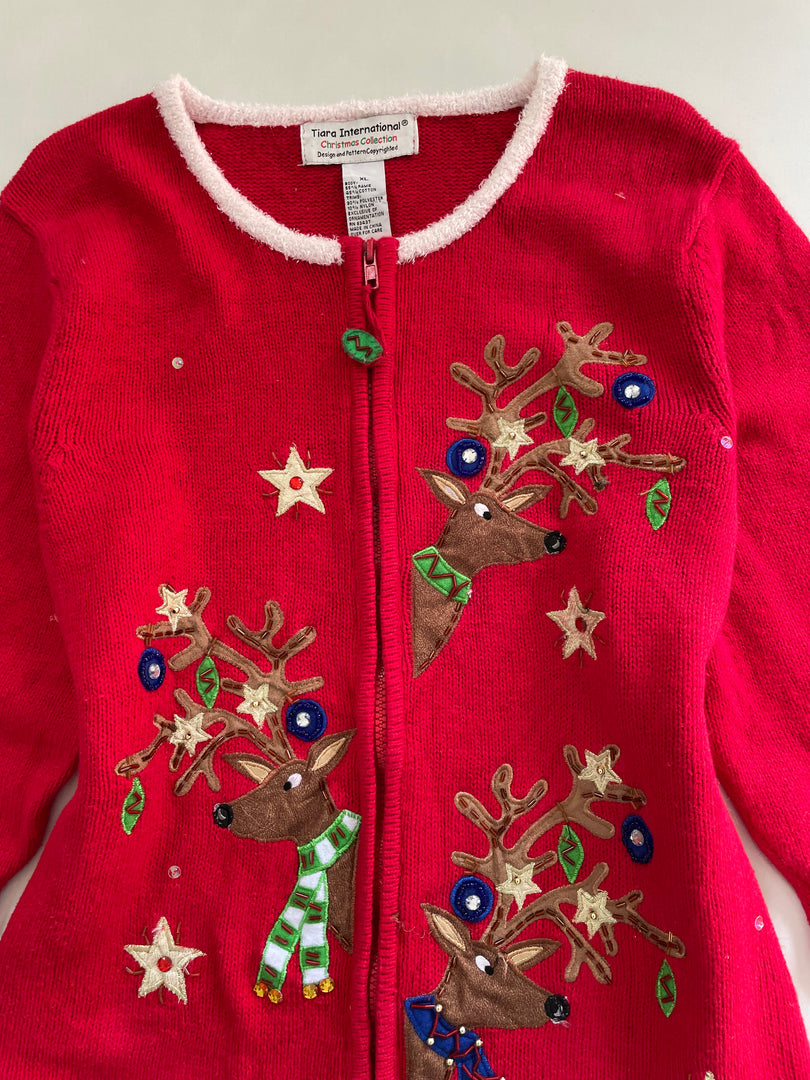 Tiara Embroidered Christmas Sweater-Bust 42