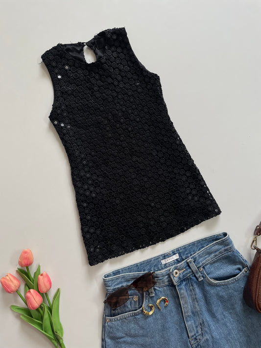 SEQUIN BLACK TOP - BUST 24