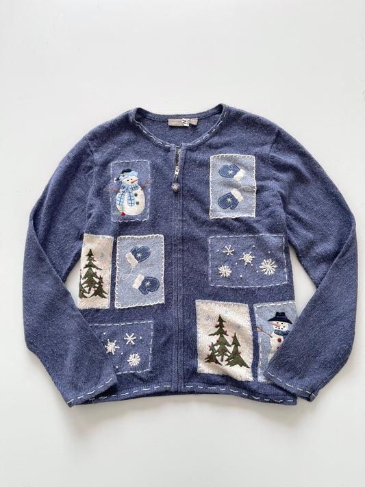 Croft&Barrow Christmas Embroidered Zipper-Bust 46