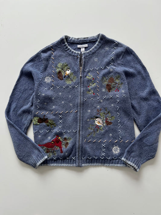 Croft&Barrow Embroidered Zipper Sweater-Bust 44