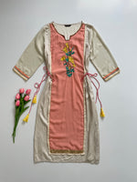 Load image into Gallery viewer, AURELIA PEACH EMBROIDERED KURTI - BUST 40
