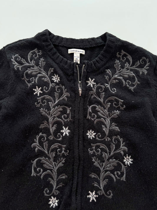 Croft&Barrow Embroidered Zip Up Sweater-Bust 44