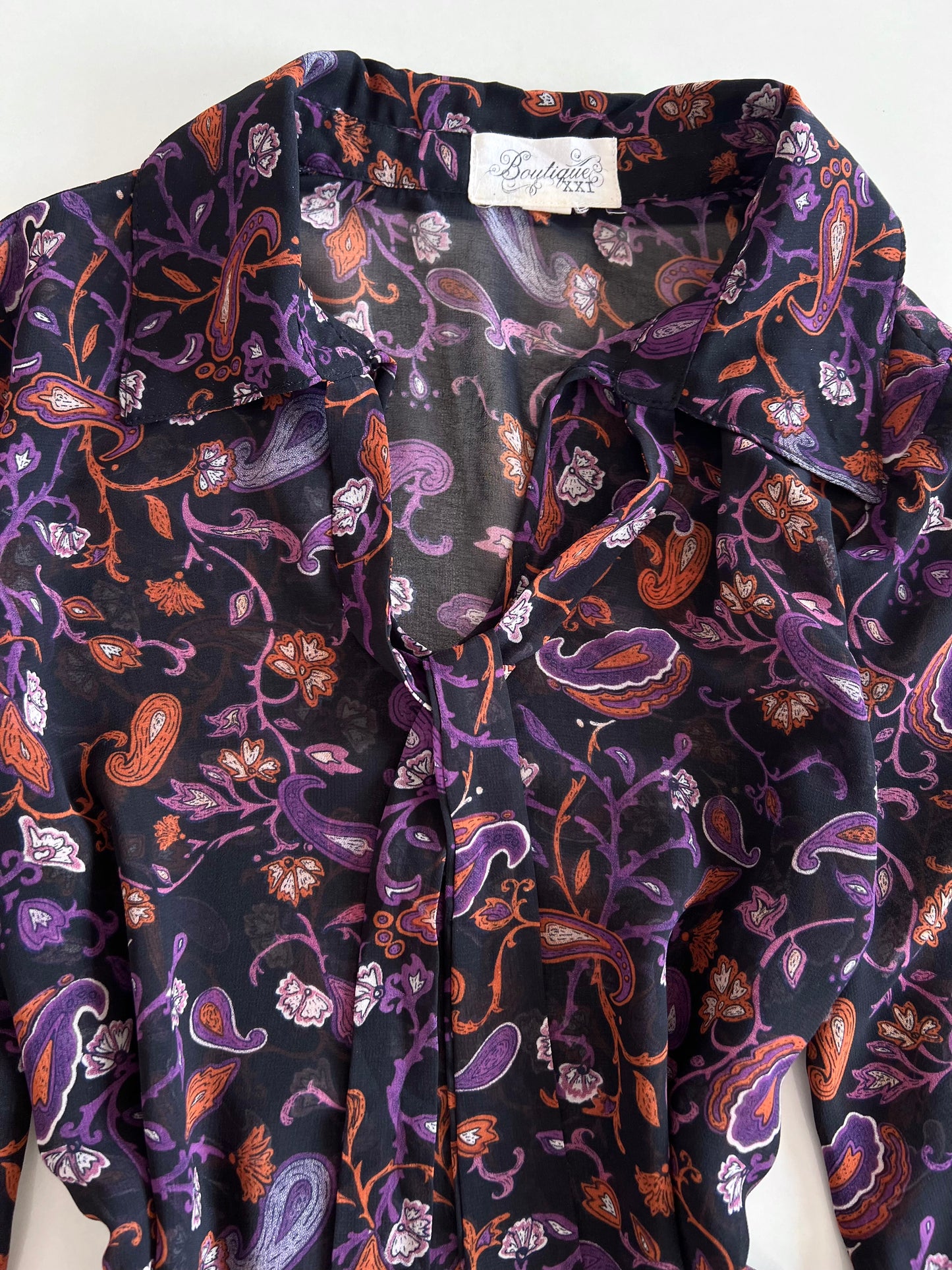 Boutique Paisley Sheer Top-Bust 36