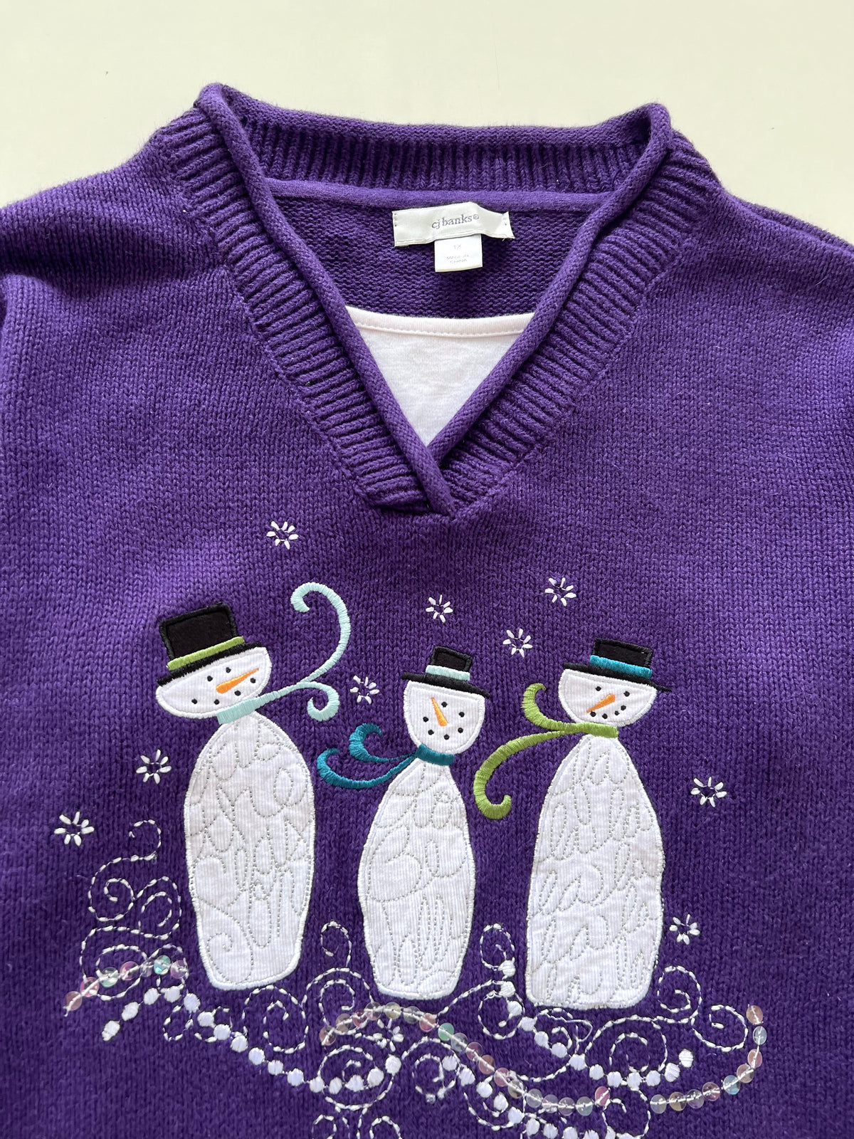 Cj Banks Embroidered Christmas Sweater-Bust 44