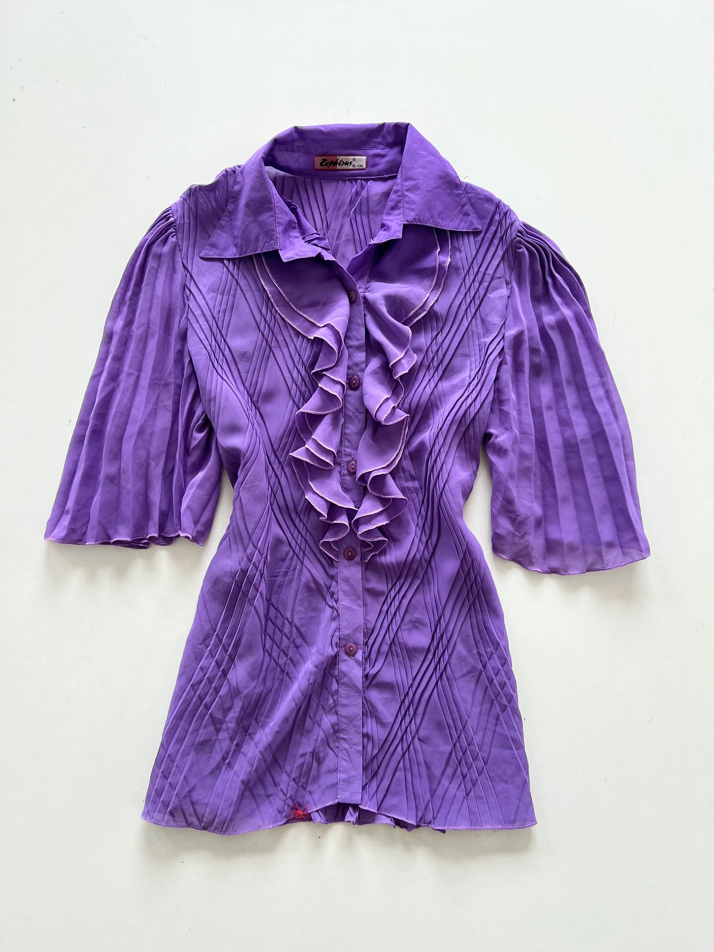 Zephicus Vintage Ruffle Sheer Top-Bust 44 to 46