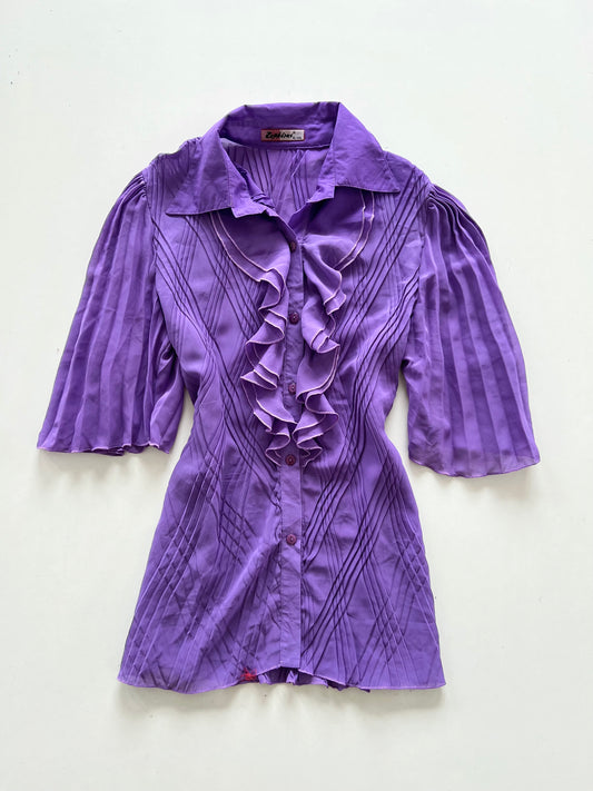 Zephicus Vintage Ruffle Sheer Top-Bust 44 to 46