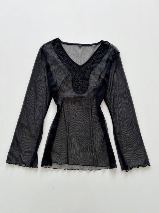 Vintage Sheer Embroidered Top-Bust 36 to 38