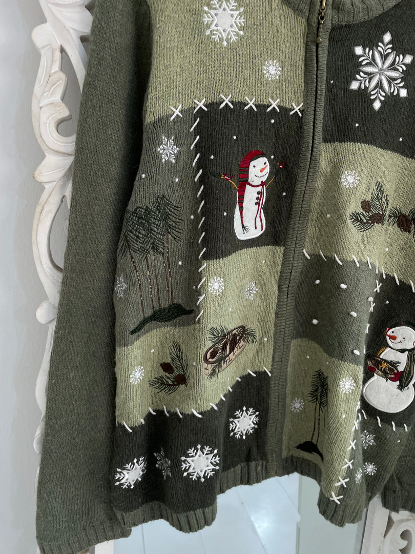 Croft & Barrow Embroidered Christmas Sweater-Bust 46