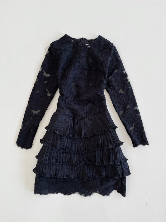 Lace & Ruffle Sheer Vintage Dress-Bust 34