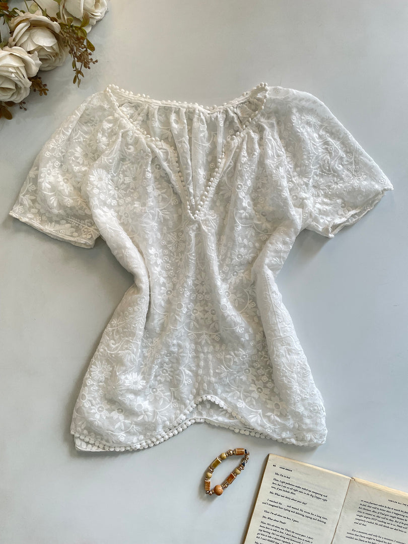 Sheer Lace Top-Bust 46