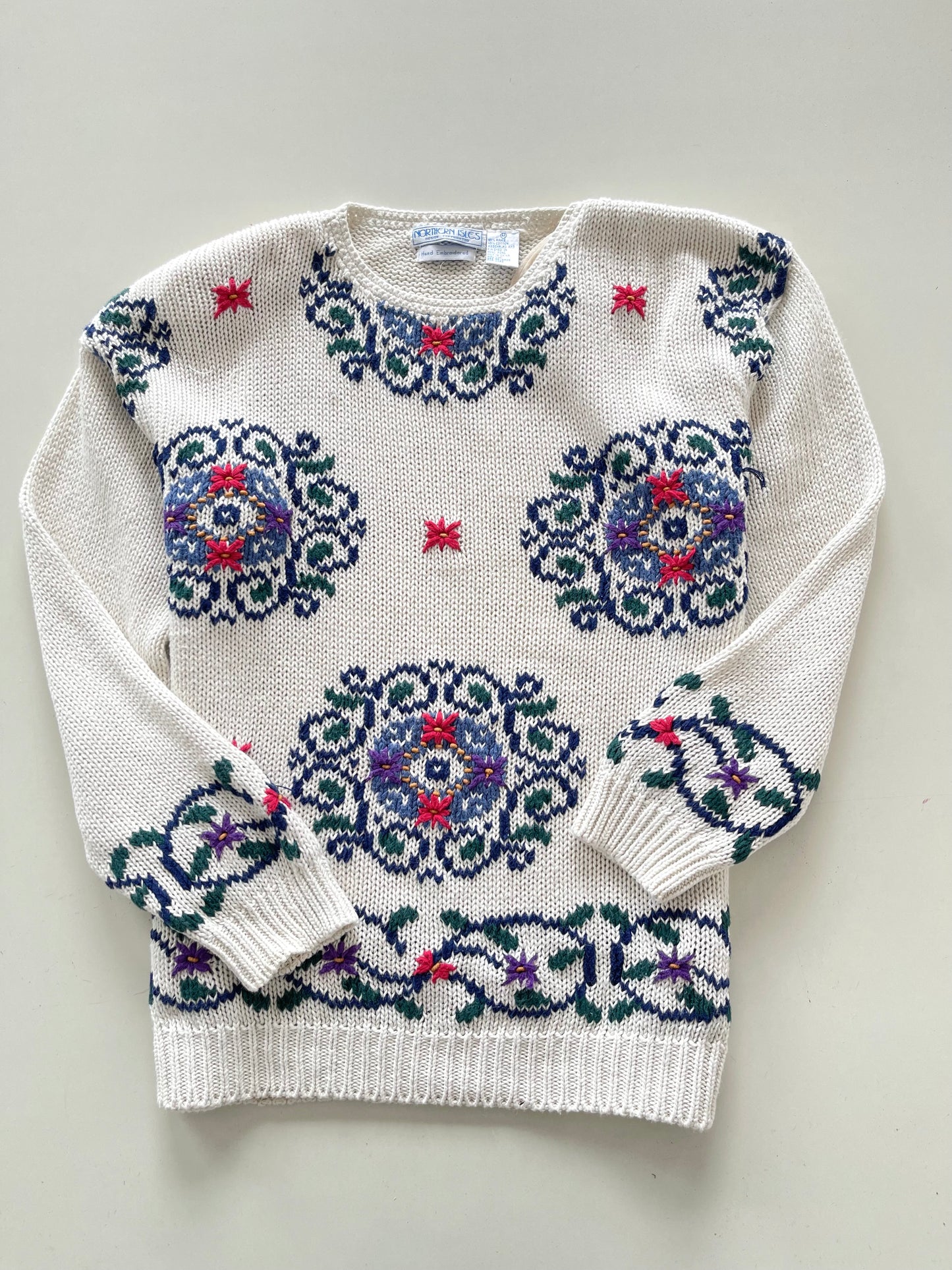 Northern Isles Hand Embroidered Vintage Sweater-Bust 44