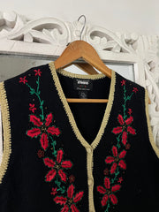 Vintage Embroidered Sweater Vest-Bust 42