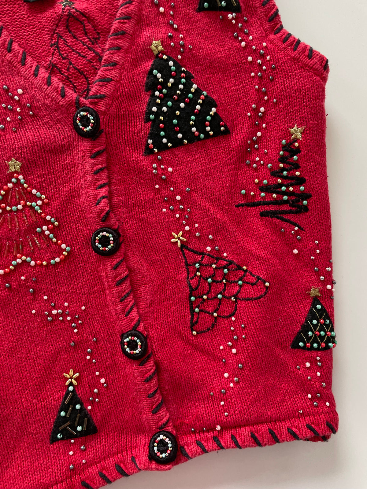 Studio Christmas Embroidered Vest Sweater-Bust 38