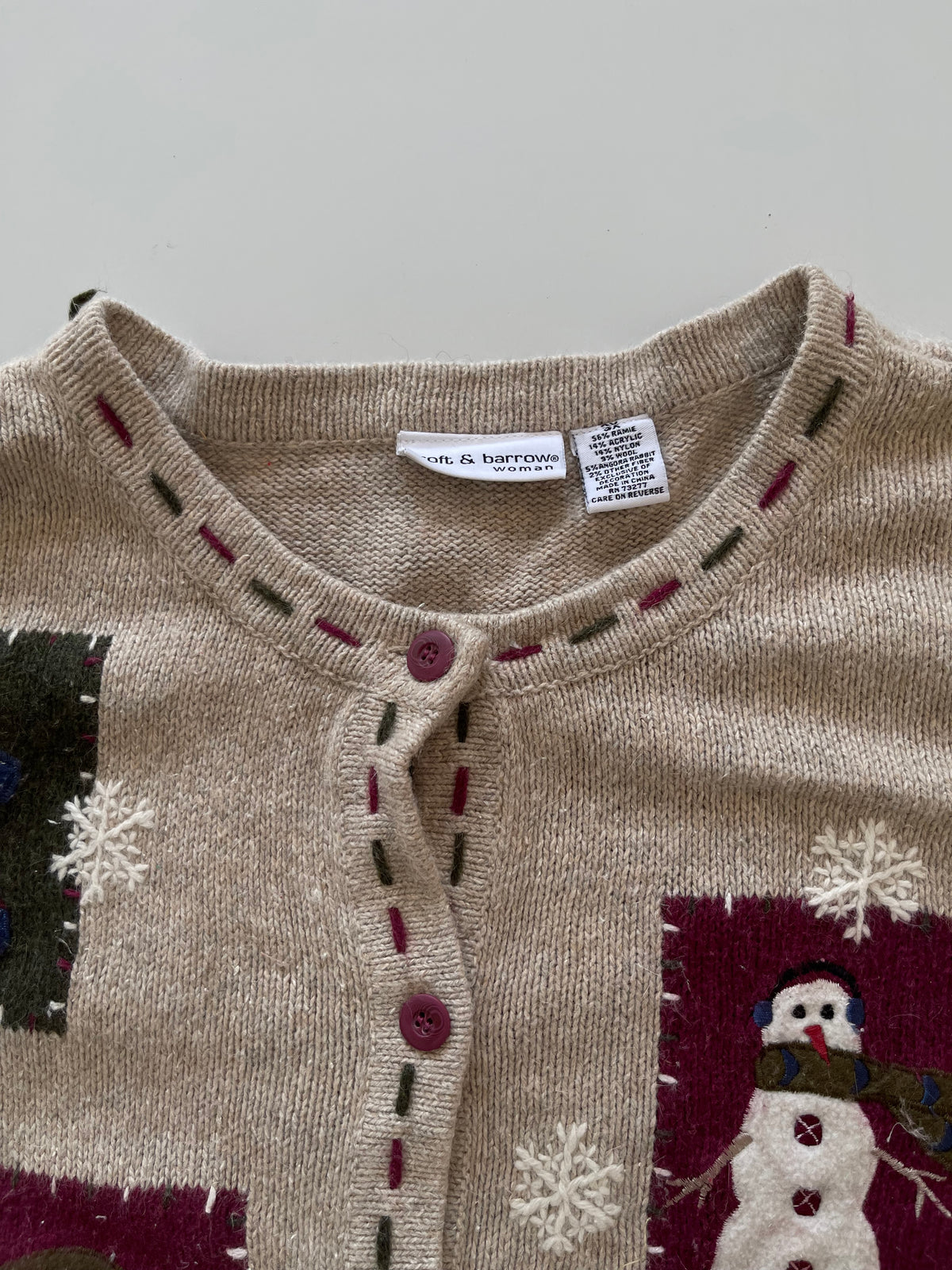 Croft&Barrow Christmas Embroidered Cardigan Sweater-Bust 52