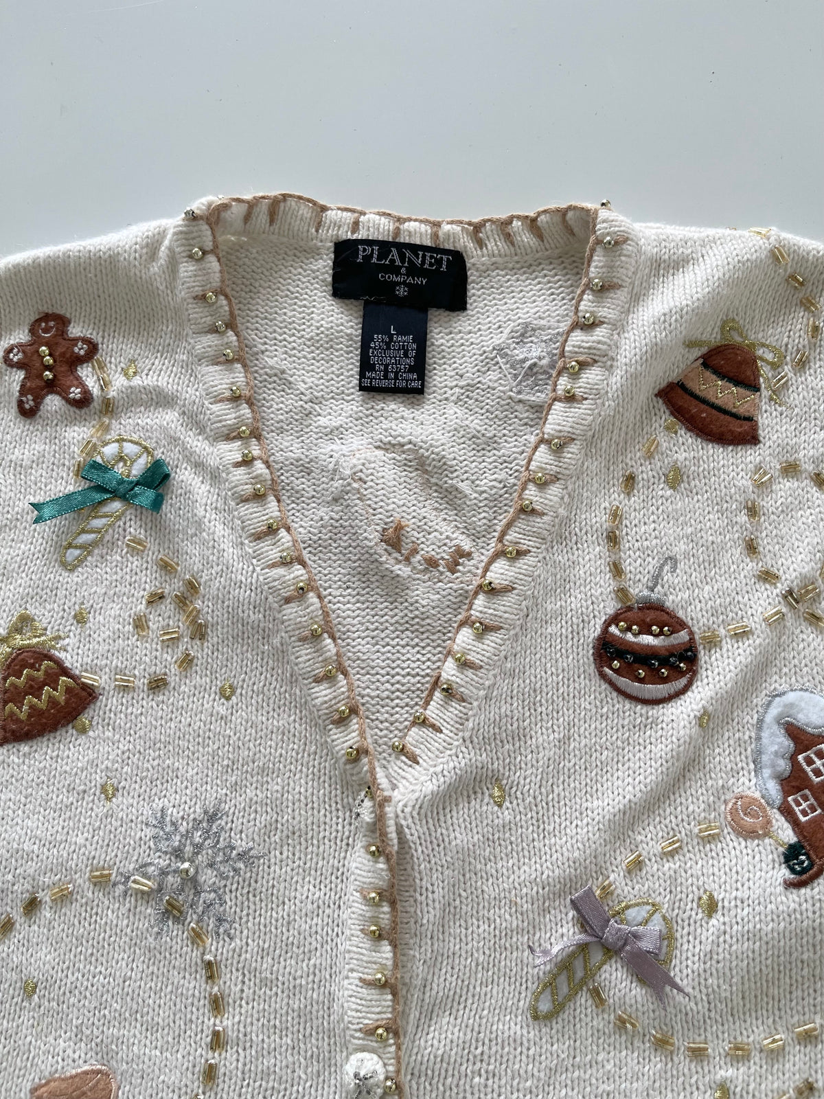 Planet&Company Embroidered Christmas Vest Sweater-Bust 44