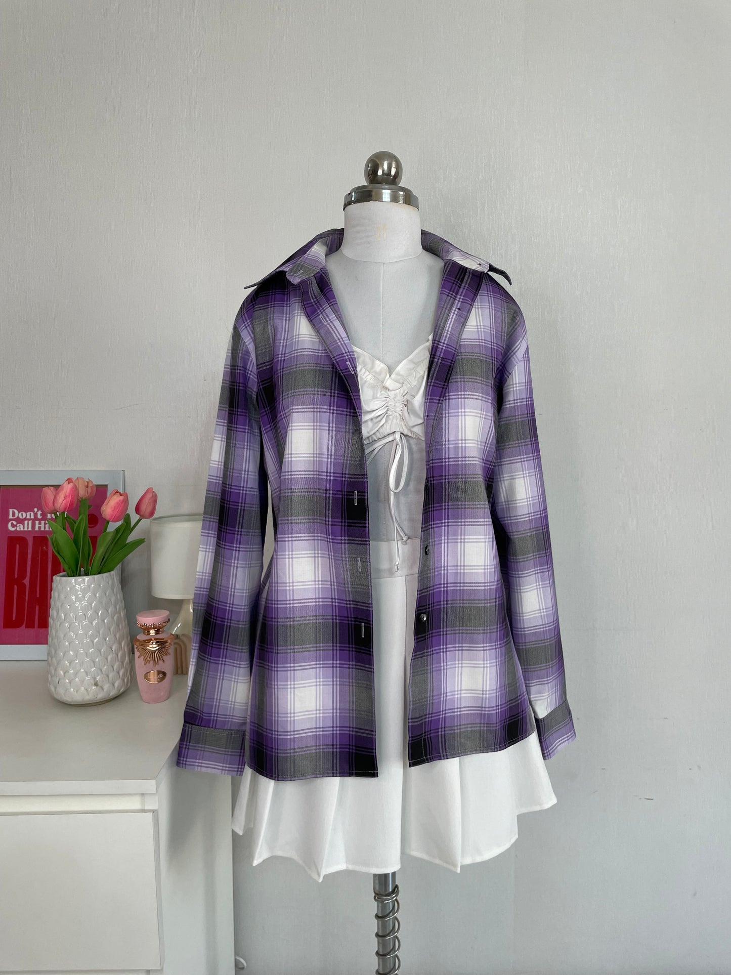 FOXCROFT PURPLE PRINTED SHIRT - BUST 40