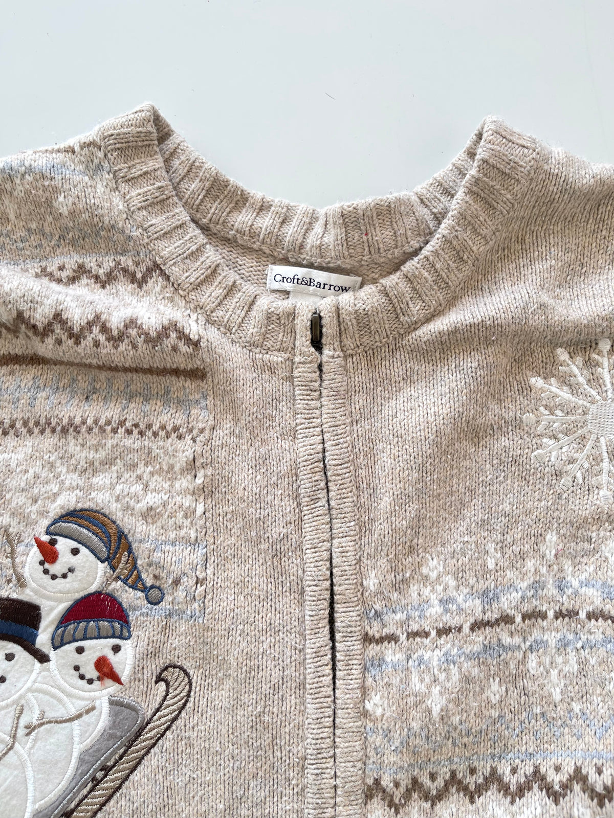 Croft&Barrow Christmas Embroidered Zipper Sweater-Bust 54
