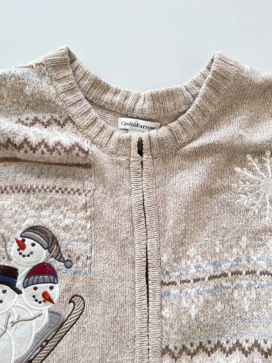 Croft&Barrow Christmas Embroidered Zipper Sweater-Bust 54